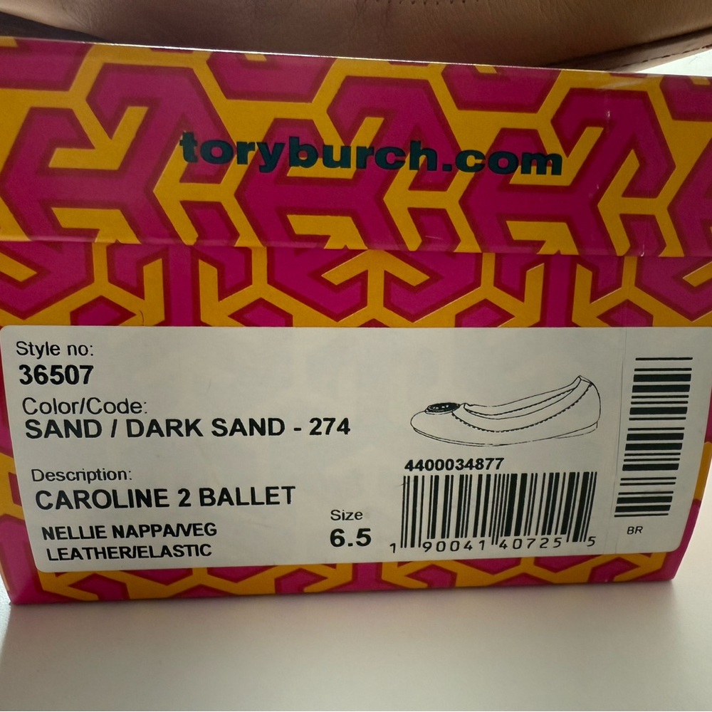 Tory Burch Caroline 2 Ballet Flats Sand/ Dark Sand - Picture 8 of 10